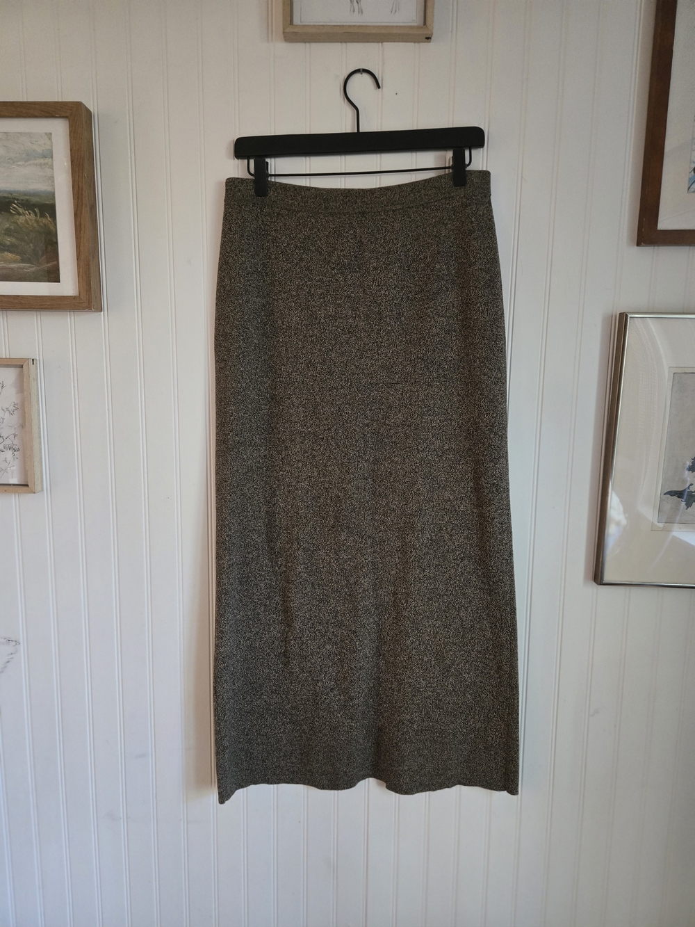 Liz Claiborne 100% Cotton Knit Olive A Line Midi Skirt 90's Rom Com Fall